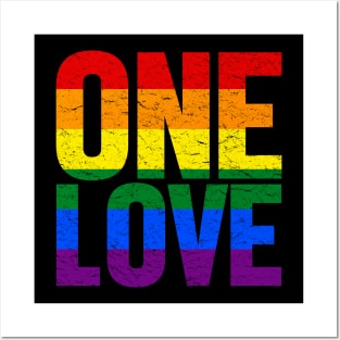 ONE LOVE - LGBT Rainbow Pride Flag Posters and Art